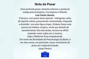 Nota de Pesar - Doutor Luiz Carlos Severo.